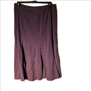 Dressbarn Brown Velvet Full Midi Skirt Side Zipper Size 14